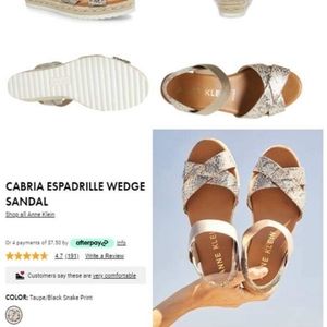 ANNE KLEIN CABRIA ESPADRILLE WEDGE SANDAL SIZE 8.5
